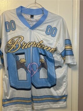 ROMWE White and Light Blue Graphic Mesh Jersey